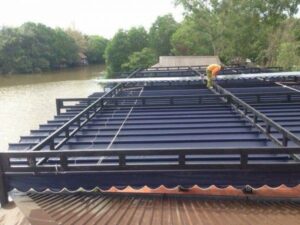 Thi công mái xếp di động lượn sóng nhà hàng