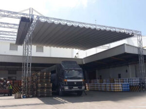 Thi công mái xếp di động lượn sóng